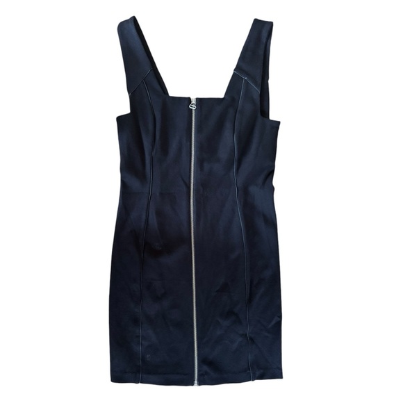T by Alexander Wang Black Tank Pointe Square Neck Mini Dress Front Zip Piping XS - Picture 2 of 9